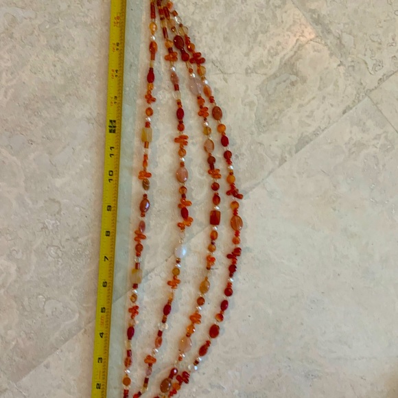 Multi-strand Joyous Carnelian and Pearl Necklace - Picture 7 of 7